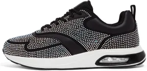 LUCKY STEP Women's Air Cushion Sneakers Rhinestone Fashion Running Gym Jogging Casual Sparkly Arch Support Walking Shoes
