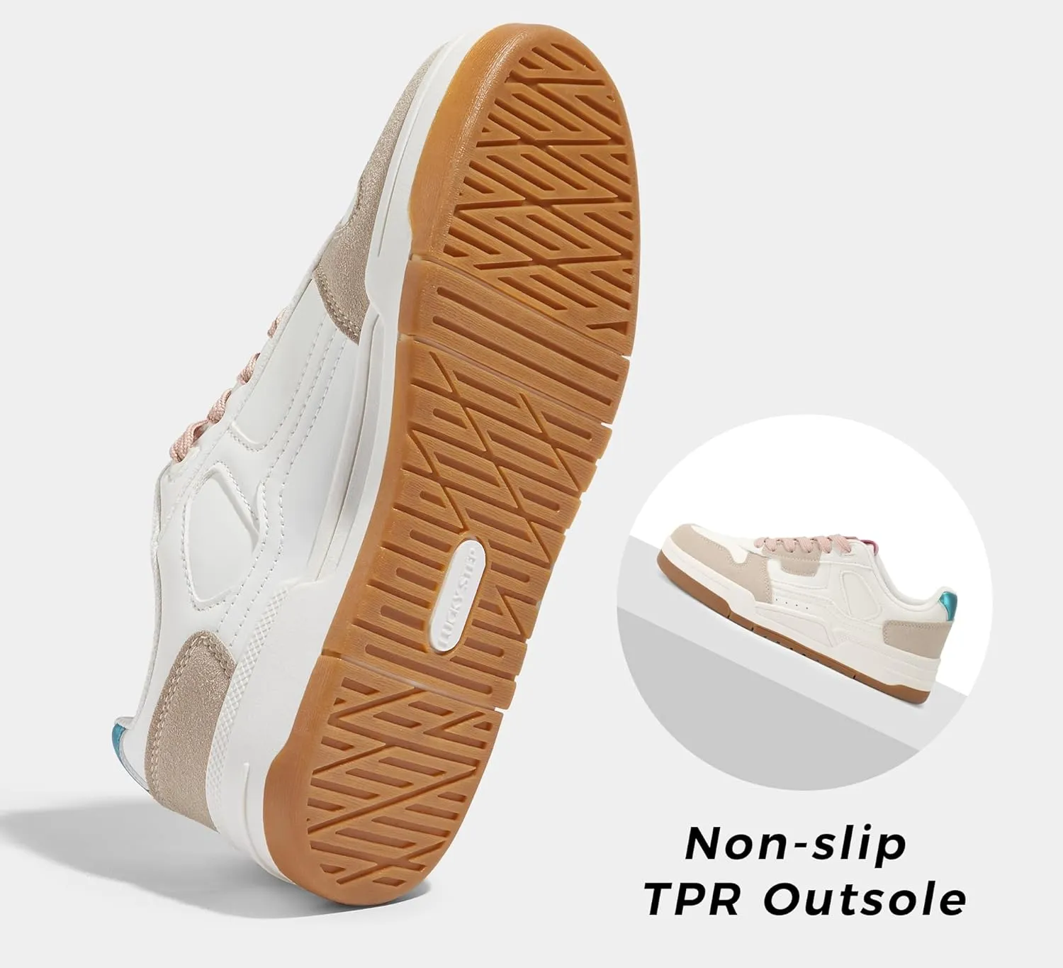 LUCKY STEP Women's Lace Up Fashion Casual Sneakers Low Top Walking Shoes Platform Comfort Non Slip Tennis Shoes