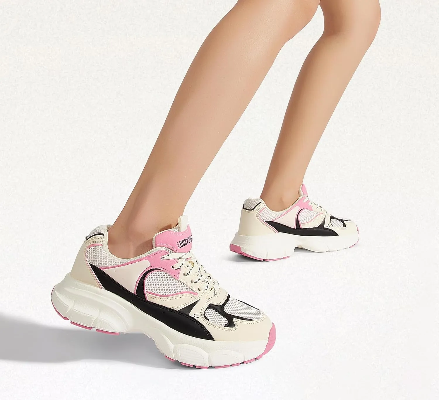 LUCKY STEP Women's Running Shoe Platform Chunky Walking Sneakers Breathable Mesh Comfy Lightweight Fashion Casual Tennis Dad Shoes