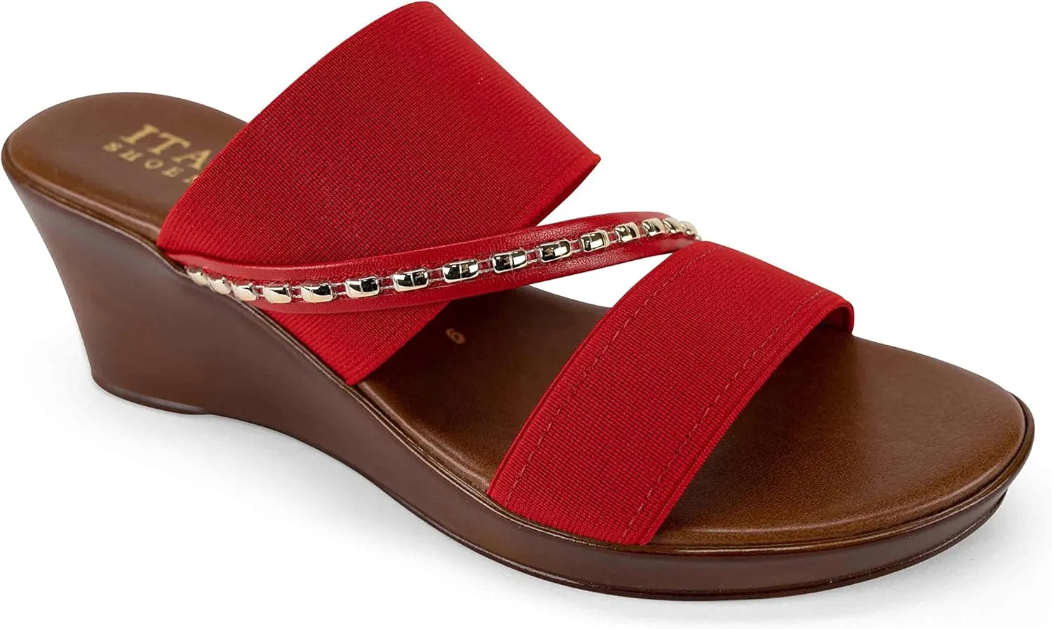 Marcia - Elastic Wedge Sandal Red / 6
