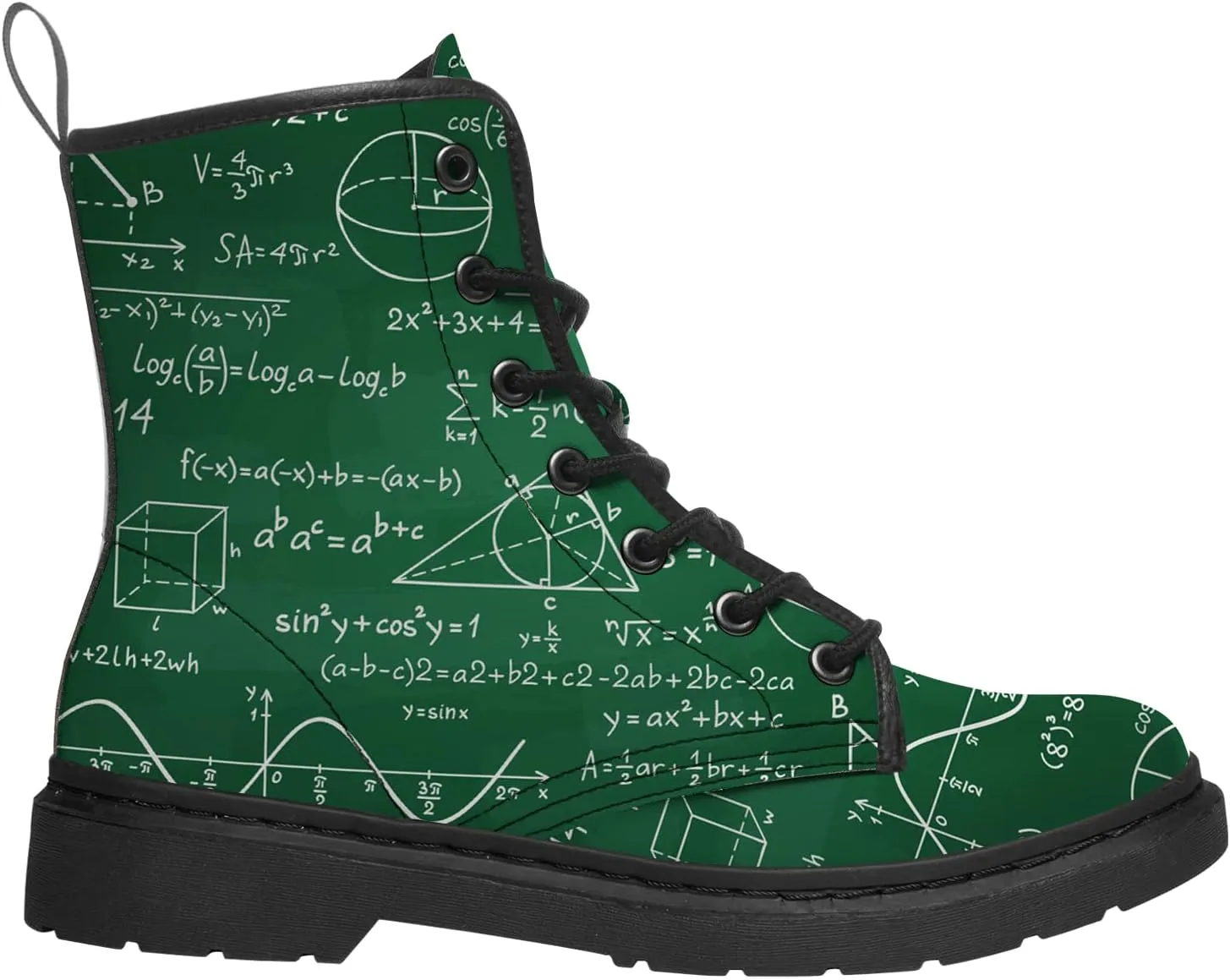 Math Boots Women's Men's Combat Boots Low Heel Ankle Bootie Vegan Leather Work Boot Shoes Gifts for Her,Him