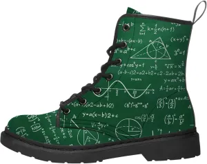 Math Boots Women's Men's Combat Boots Low Heel Ankle Bootie Vegan Leather Work Boot Shoes Gifts for Her,Him