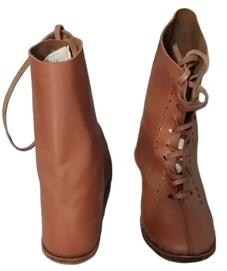 Medieval leather boots brown Lace-up leather boots vintage Renaissance fair boots brown Historical reenactment boots brown Brown leather lace-up boots (US 12, BROWN)