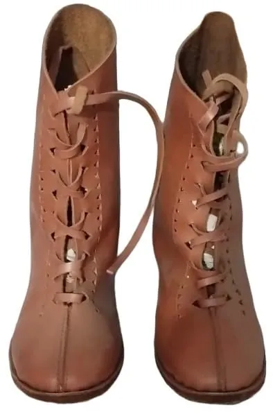 Medieval leather boots brown Lace-up leather boots vintage Renaissance fair boots brown Historical reenactment boots brown Brown leather lace-up boots (US 12, BROWN)