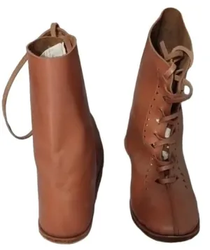 Medieval leather boots brown Lace-up leather boots vintage Renaissance fair boots brown Historical reenactment boots brown Brown leather lace-up boots (US 12, BROWN)