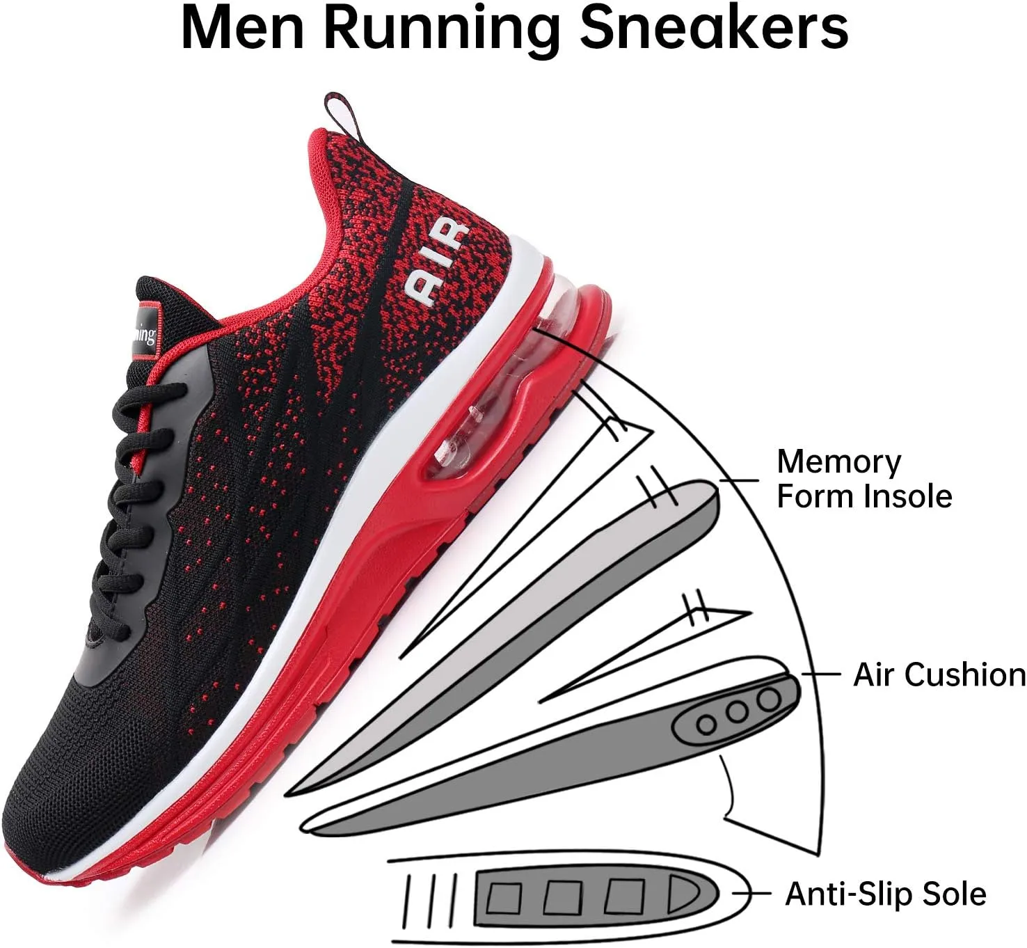 MEHOTO Mens Air Running Sneakers, Men Sport Jogging Fitness Gym Walking Lightweight Athletic Shoes