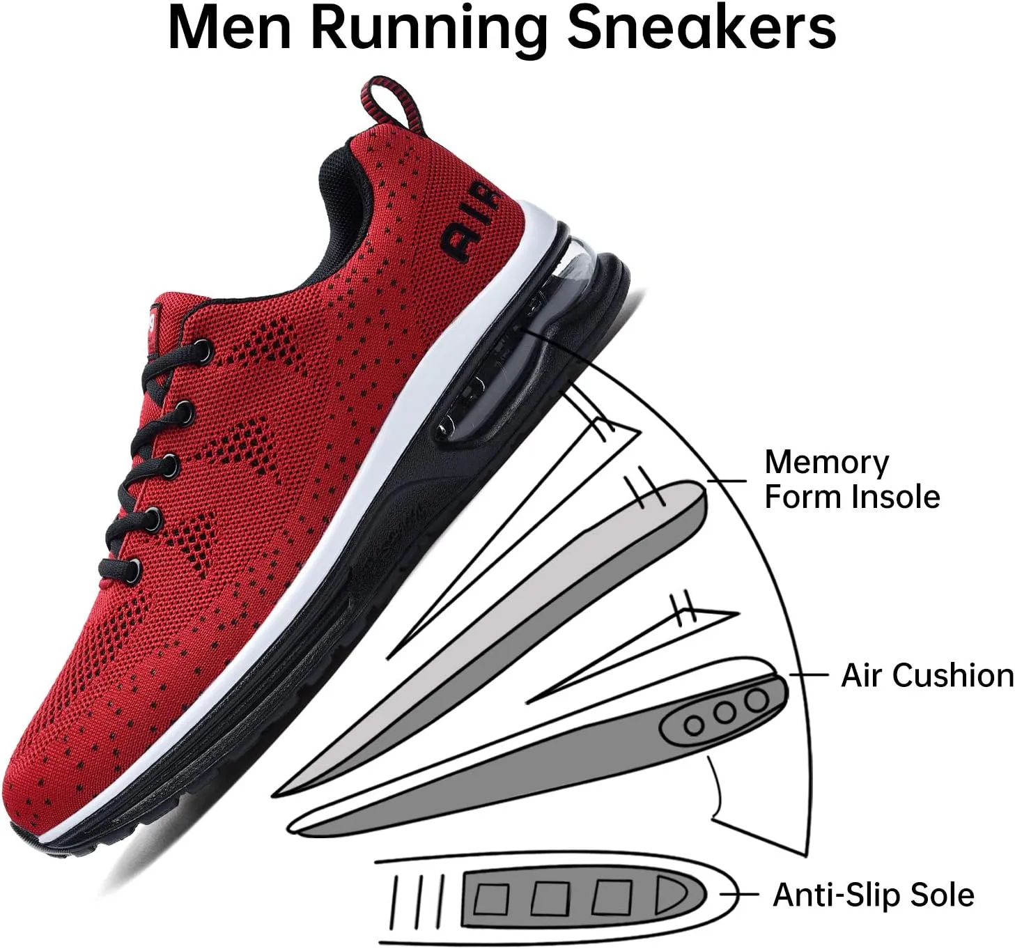 MEHOTO Mens Air Running Sneakers, Men Sport Jogging Fitness Gym Walking Lightweight Athletic Shoes