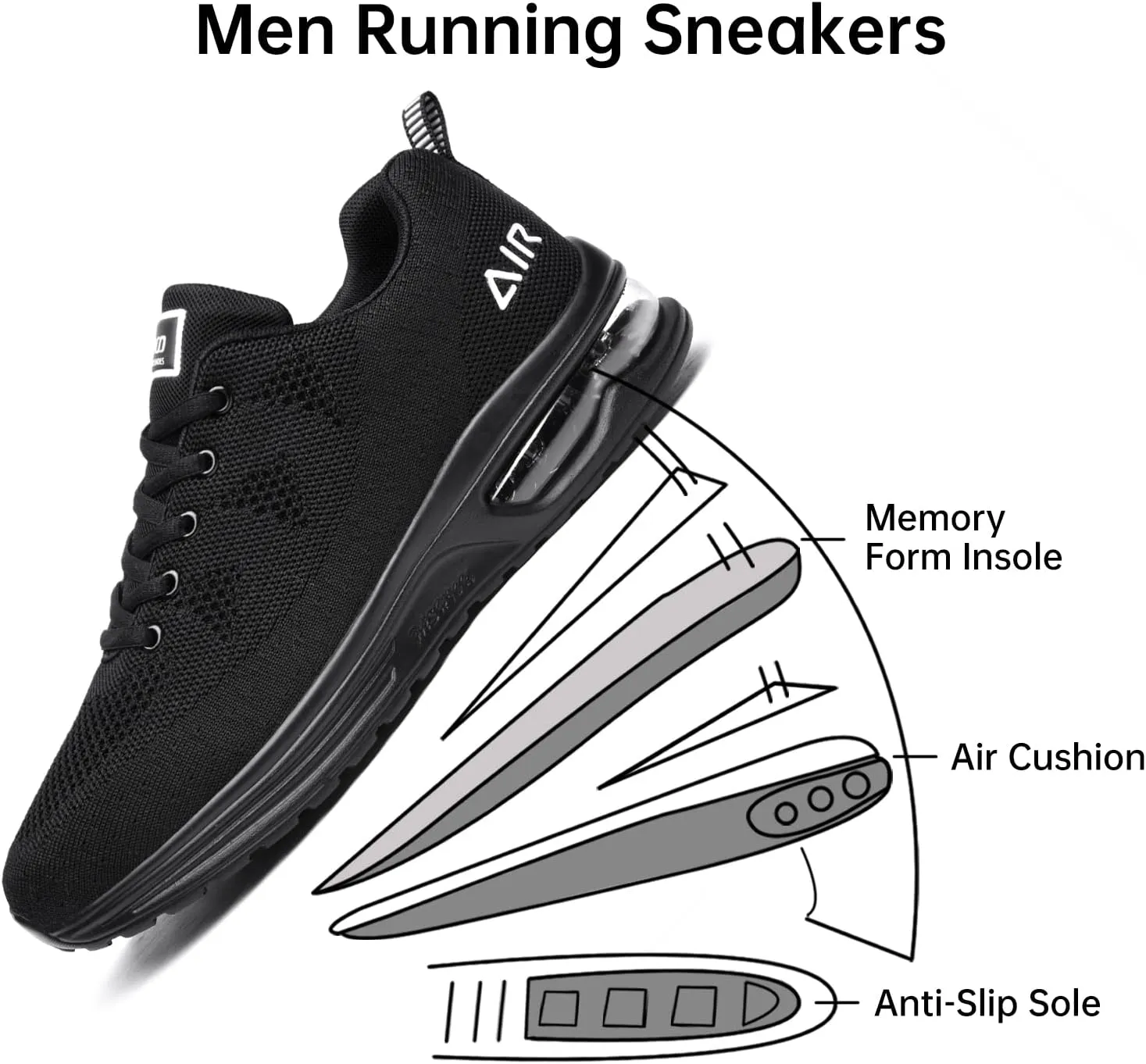MEHOTO Mens Air Running Sneakers, Men Sport Jogging Fitness Gym Walking Lightweight Athletic Shoes