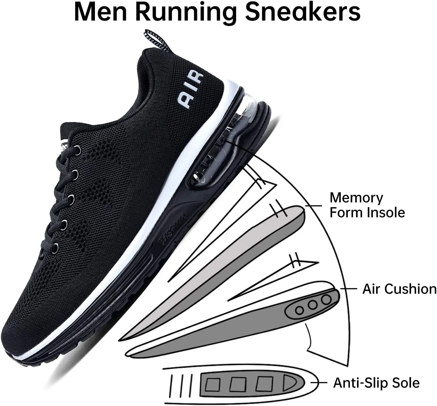 MEHOTO Mens Air Running Sneakers, Men Sport Jogging Fitness Gym Walking Lightweight Athletic Shoes