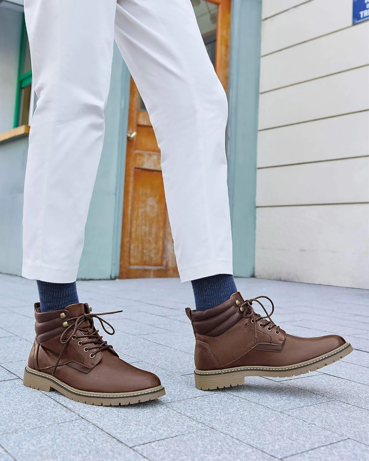 Mens Chukka Boots Motorcycle Casual Hiking Waterproof Lace up Lightweight Combat Ankle Booties Oxford Dress Work Shoes