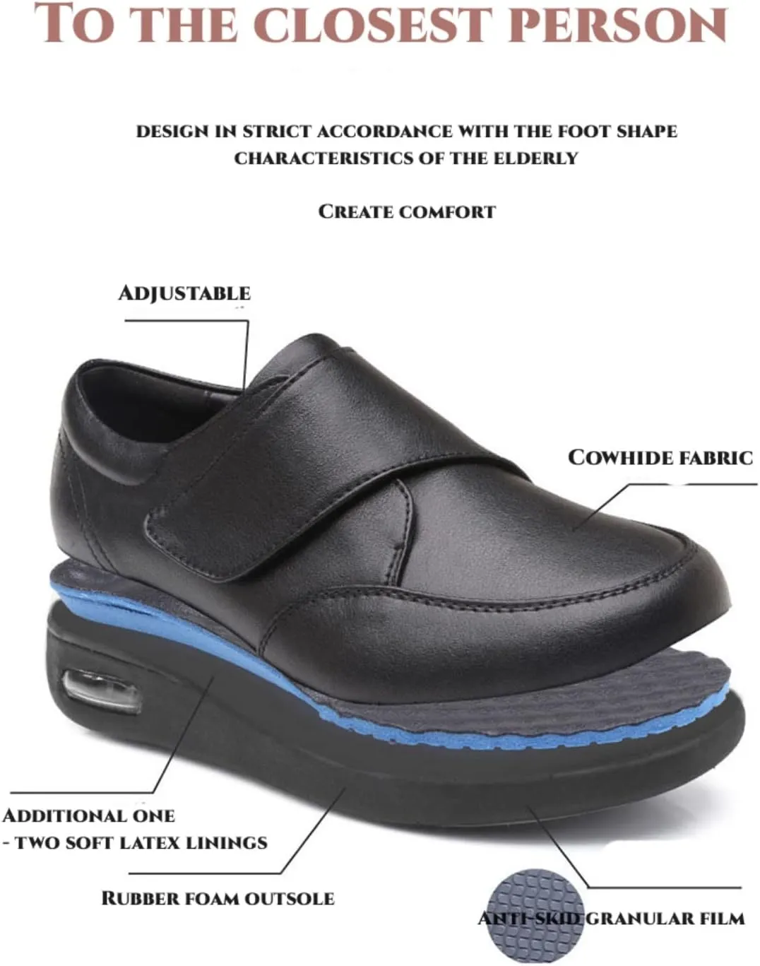 Men's Diabetic Elderly Shoes Mesh Breathable Walking Sneakers Lightweight Adjustable Easy on and Off Strap for Swollen Feet