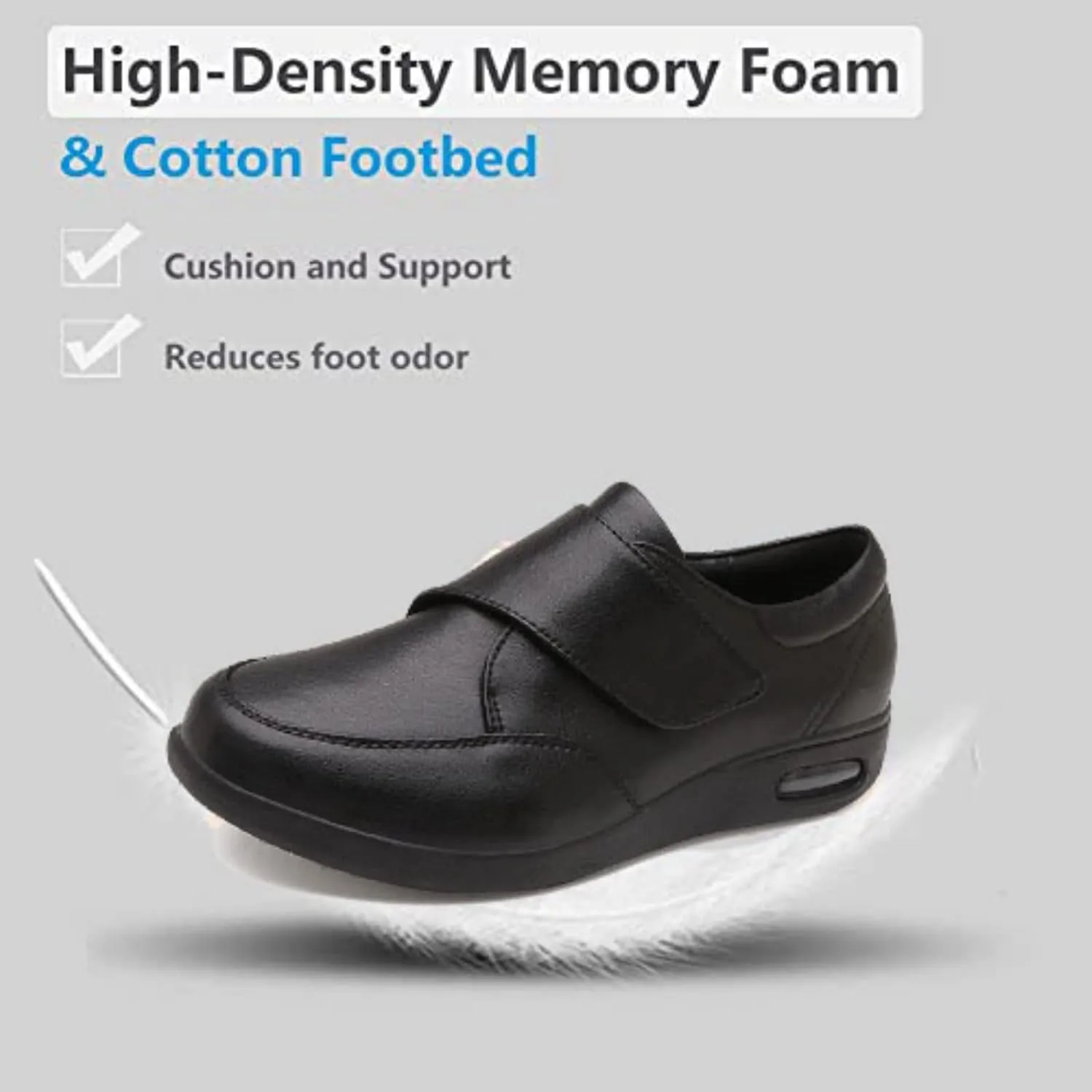 Men's Diabetic Elderly Shoes Mesh Breathable Walking Sneakers Lightweight Adjustable Easy on and Off Strap for Swollen Feet