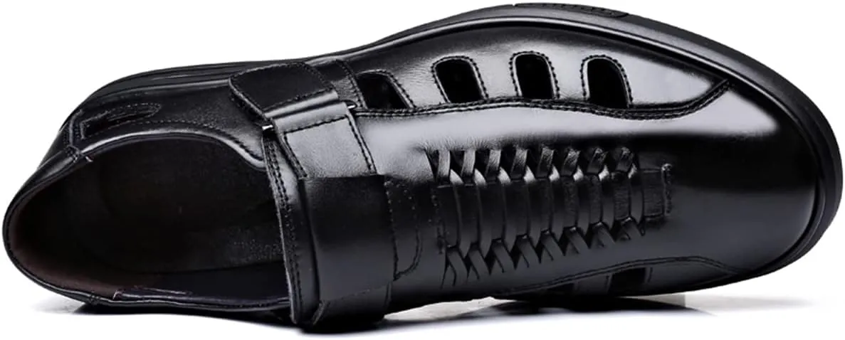 Men's Fashion Business Leather Sandals Casual Dress Shoes Closed Toe Breathable Comfortable Sandals
