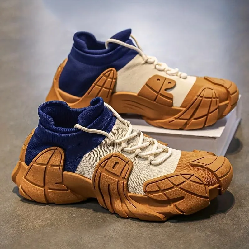 Men's Fashion Sneakers - Breathable, Lace-Up Casual Shoes with Striped Design for All Seasons
