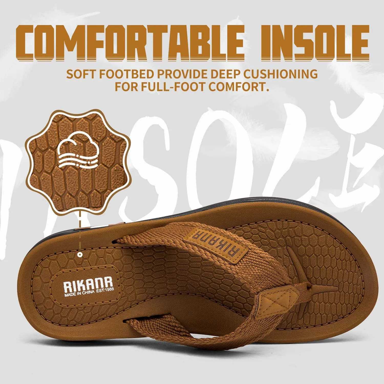 Men's Flip Flop Casual Comfortable Thong Sandals Summer Beach Lightweight Non-Slip Athletic Slide Sandals