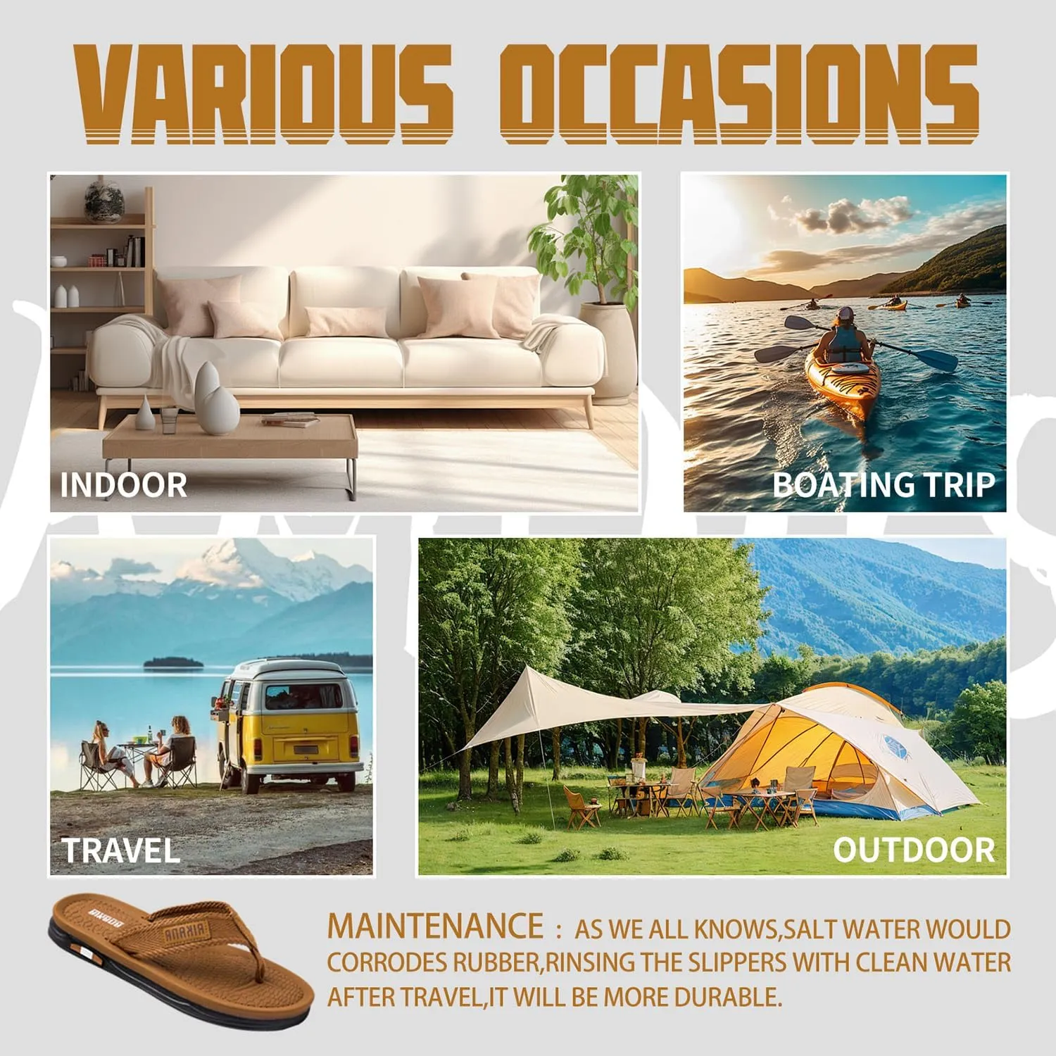 Men's Flip Flop Casual Comfortable Thong Sandals Summer Beach Lightweight Non-Slip Athletic Slide Sandals