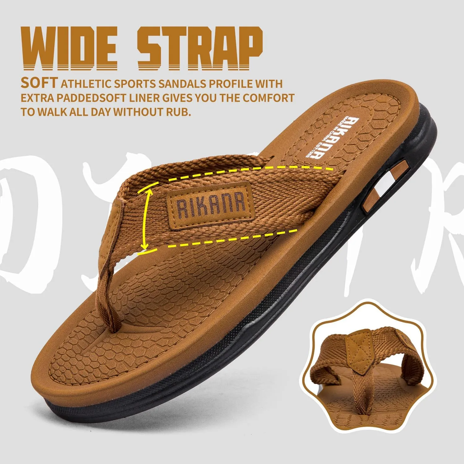 Men's Flip Flop Casual Comfortable Thong Sandals Summer Beach Lightweight Non-Slip Athletic Slide Sandals