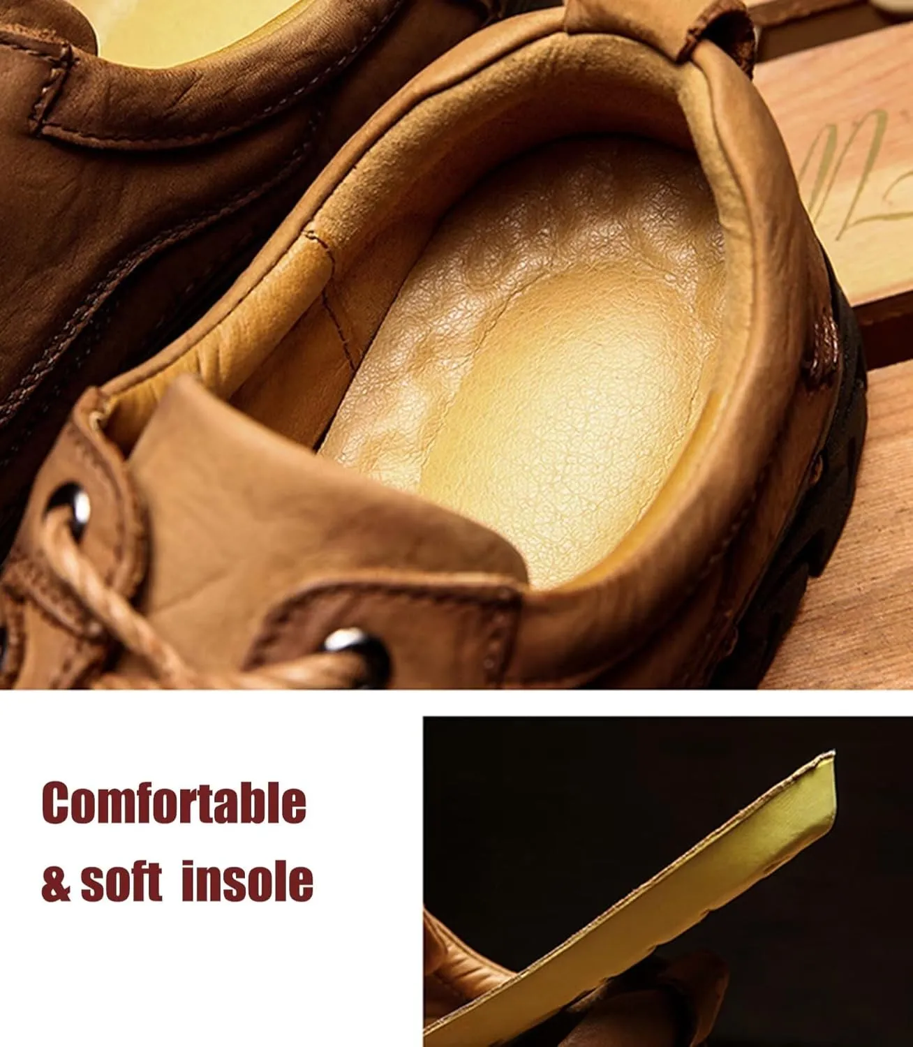 Mens Hiking Shoes Loafers Leather Causal Work Shoes Outdoor Comfortable Walking Shoes Business Shoes