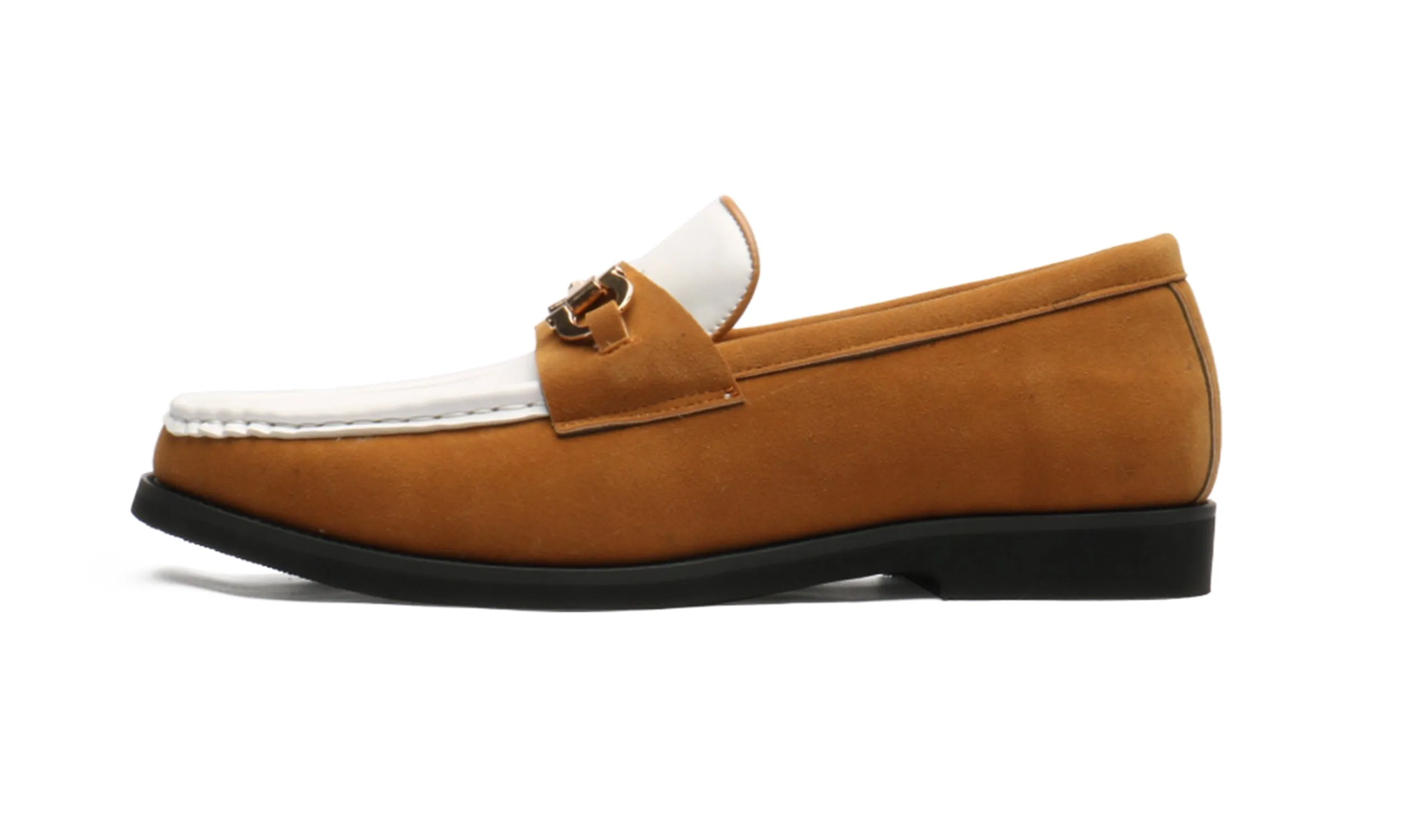 Men's Horsebit Suede Embellished Leather Loafers