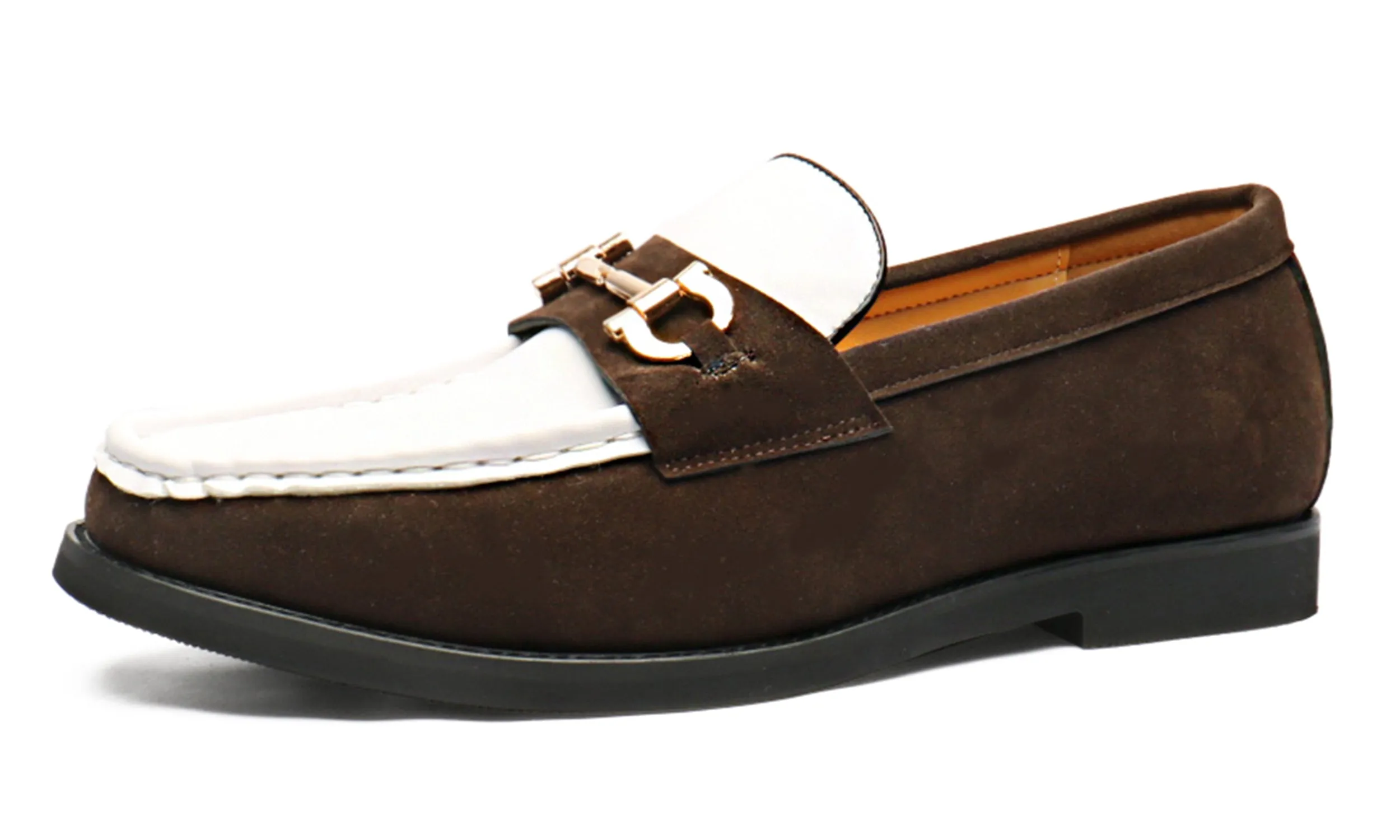 Men's Horsebit Suede Embellished Leather Loafers