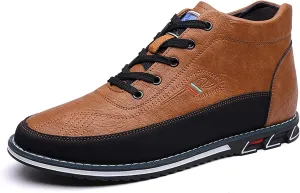 Men's Leather Lace Up Chukka Ankle Boots Casual Comfortable Round Toe Anti-slip Flat Oxford Booties for Office Driving Walking Sports Boots