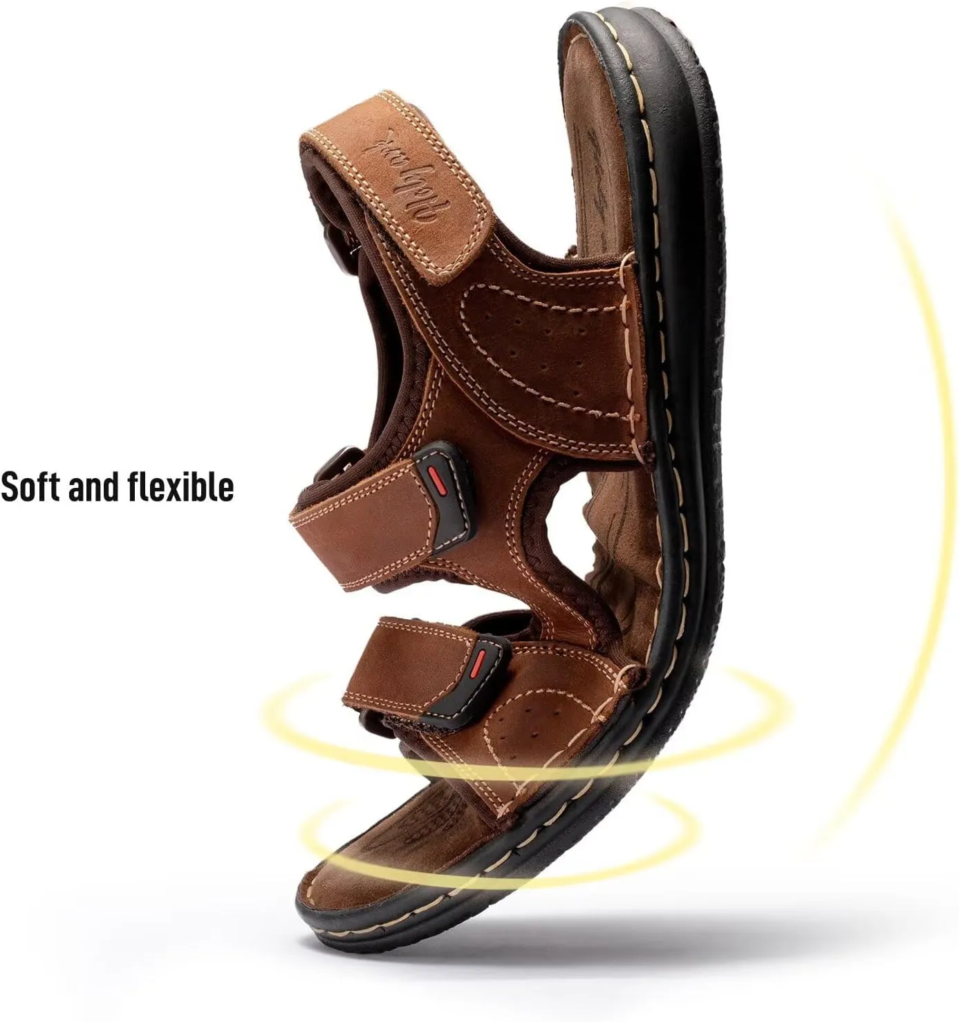 Men's Leather Sandals, Comfortable Open-Toe Outdoor Beach Shoes