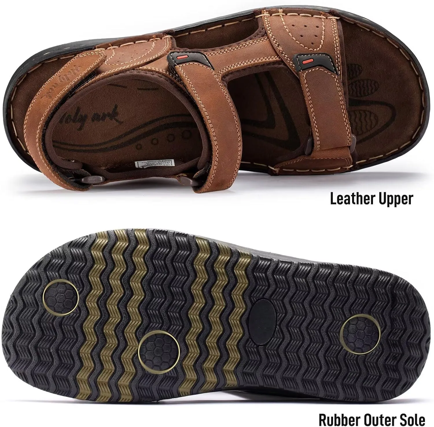 Men's Leather Sandals, Comfortable Open-Toe Outdoor Beach Shoes