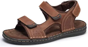 Men's Leather Sandals, Comfortable Open-Toe Outdoor Beach Shoes