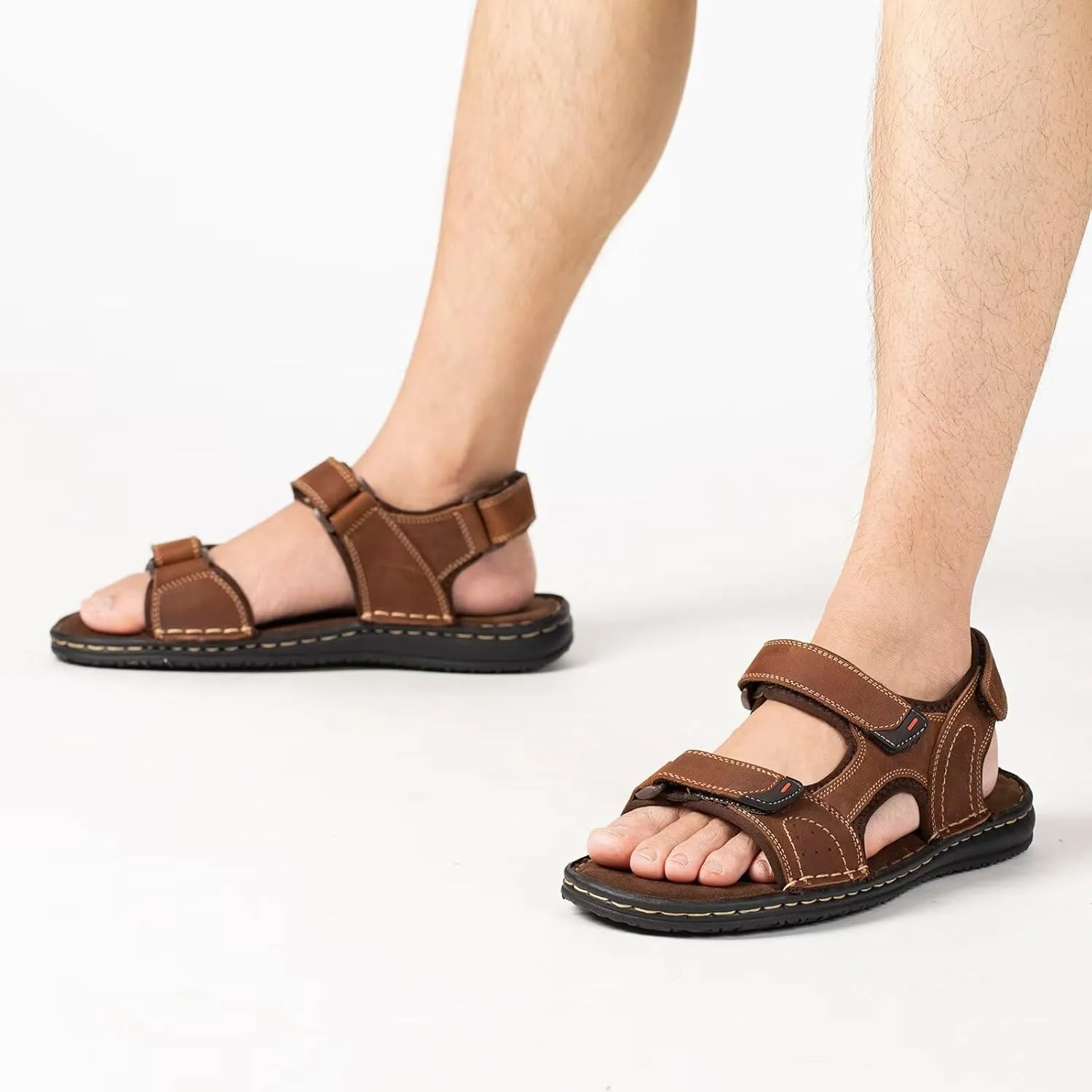 Men's Leather Sandals, Comfortable Open-Toe Outdoor Beach Shoes