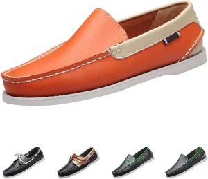 Men's Loafers Slip-on Leather Casual Shoes,Fashion Lightweight Comfort Non-Slip Driving Walking Moccasin Boat Penny
