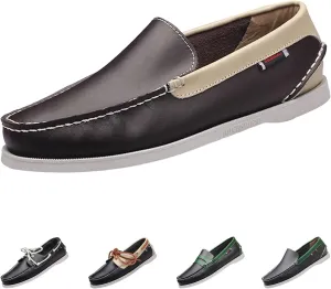Men's Loafers Slip-on Leather Casual Shoes,Fashion Lightweight Comfort Non-Slip Driving Walking Moccasin Boat Penny