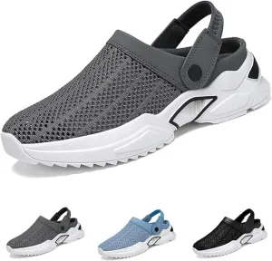 Men's Orthopedic Hollow-Out Summer Sandals,Mesh Shoes Sandals Mens,Orthopedic Diabetic Walking Boat Shoes Breathable Knit Mesh Walking Shoes Beach Sandals with Arch Support