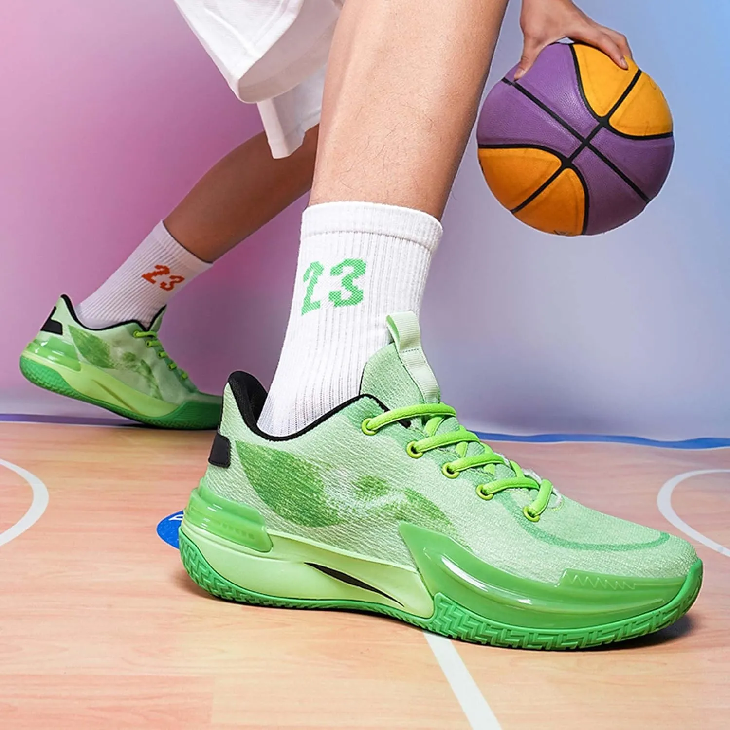 Men's Professional Basketball Shoes Breathable Mesh Sneakers Indoor and Outdoor Non-Slip Training Running Shoes Women's Fashion Sports Tennis Basketball Shoes