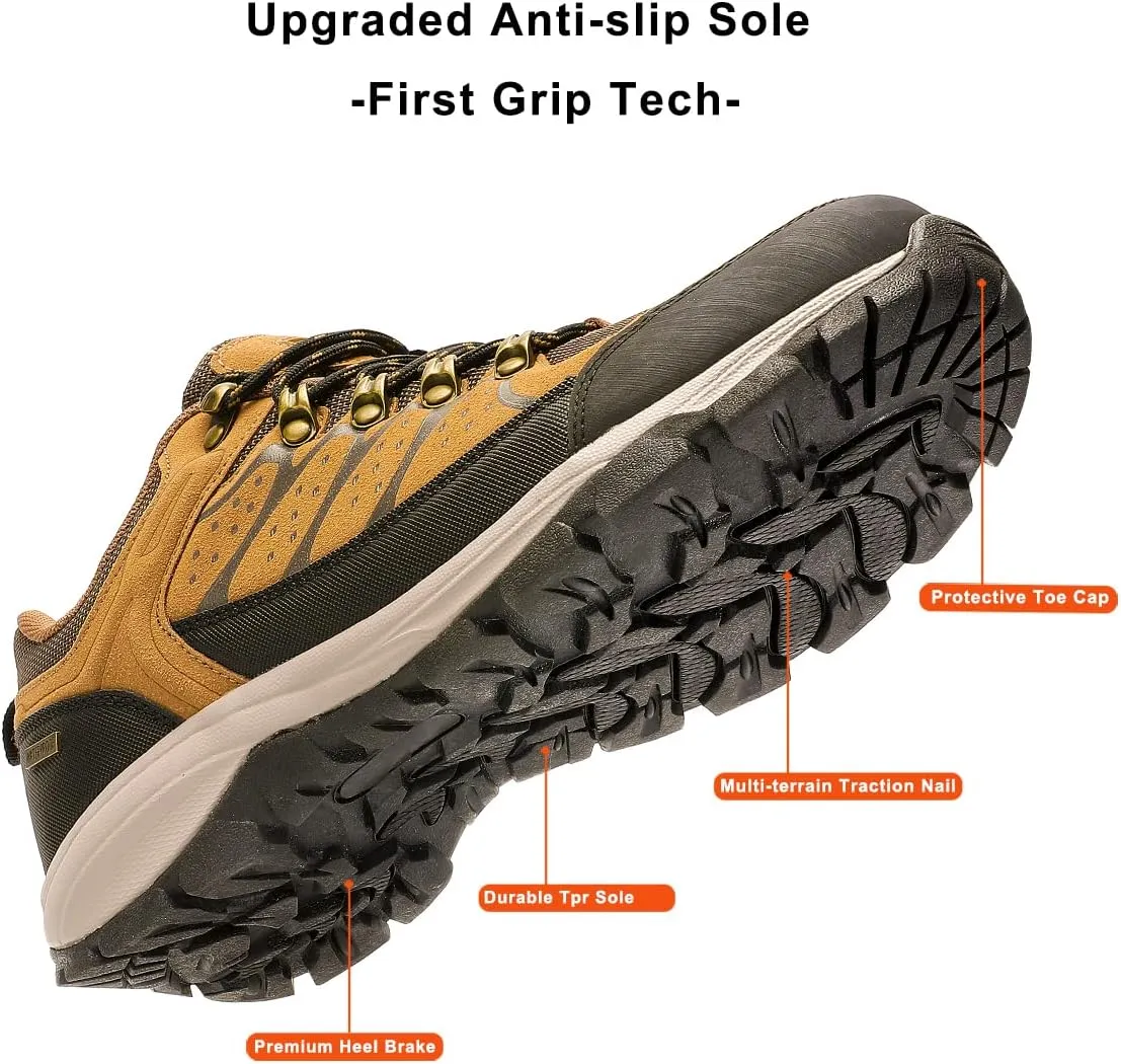 Men's Waterproof Hiking Shoes Lightweight Non-Slip Low-Cut Trekking Hiking Sneakers Outdoor Backpacking Camping Climbing Shoes