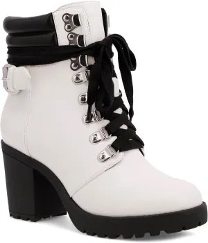 MIA Shoes Annamaria Womens Vegan Leather Combat Boots with Heel