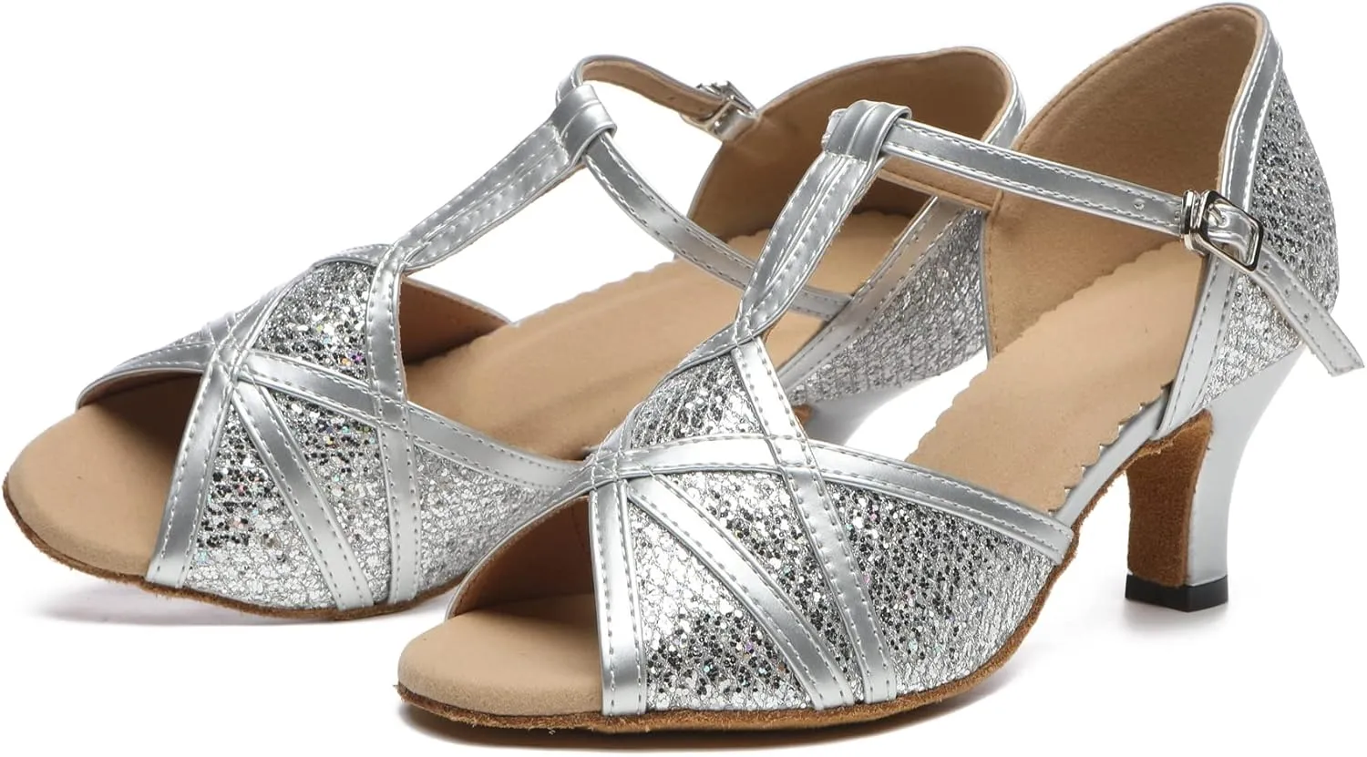 Minishion T-Strap Dance Shoes for Women Comfortable Party Sandals