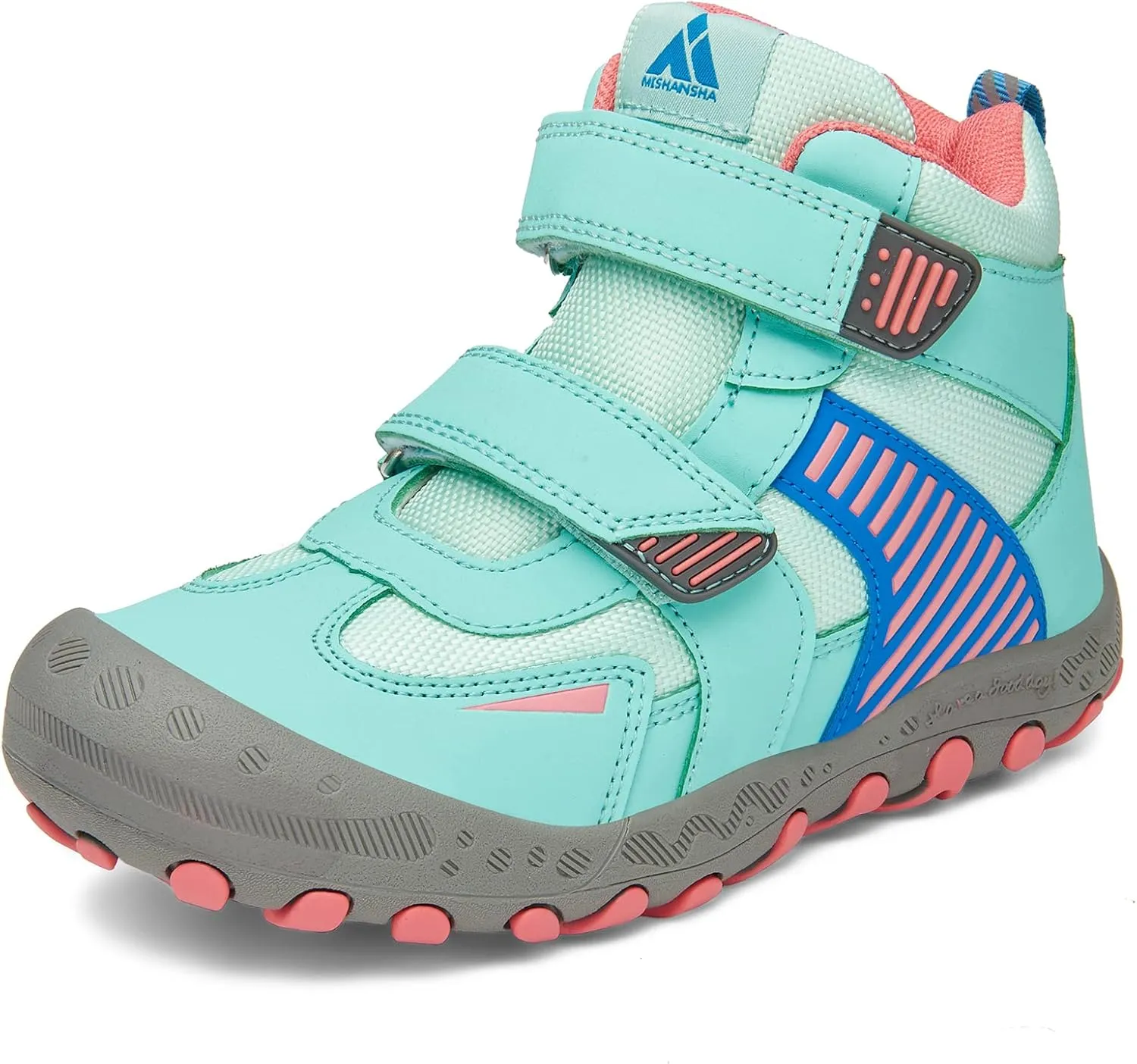 Mishansha Unisex-Child Outdoor Ankle Hiking Boots Boys Girls Trekking Walking Shoes with Hook and Loop