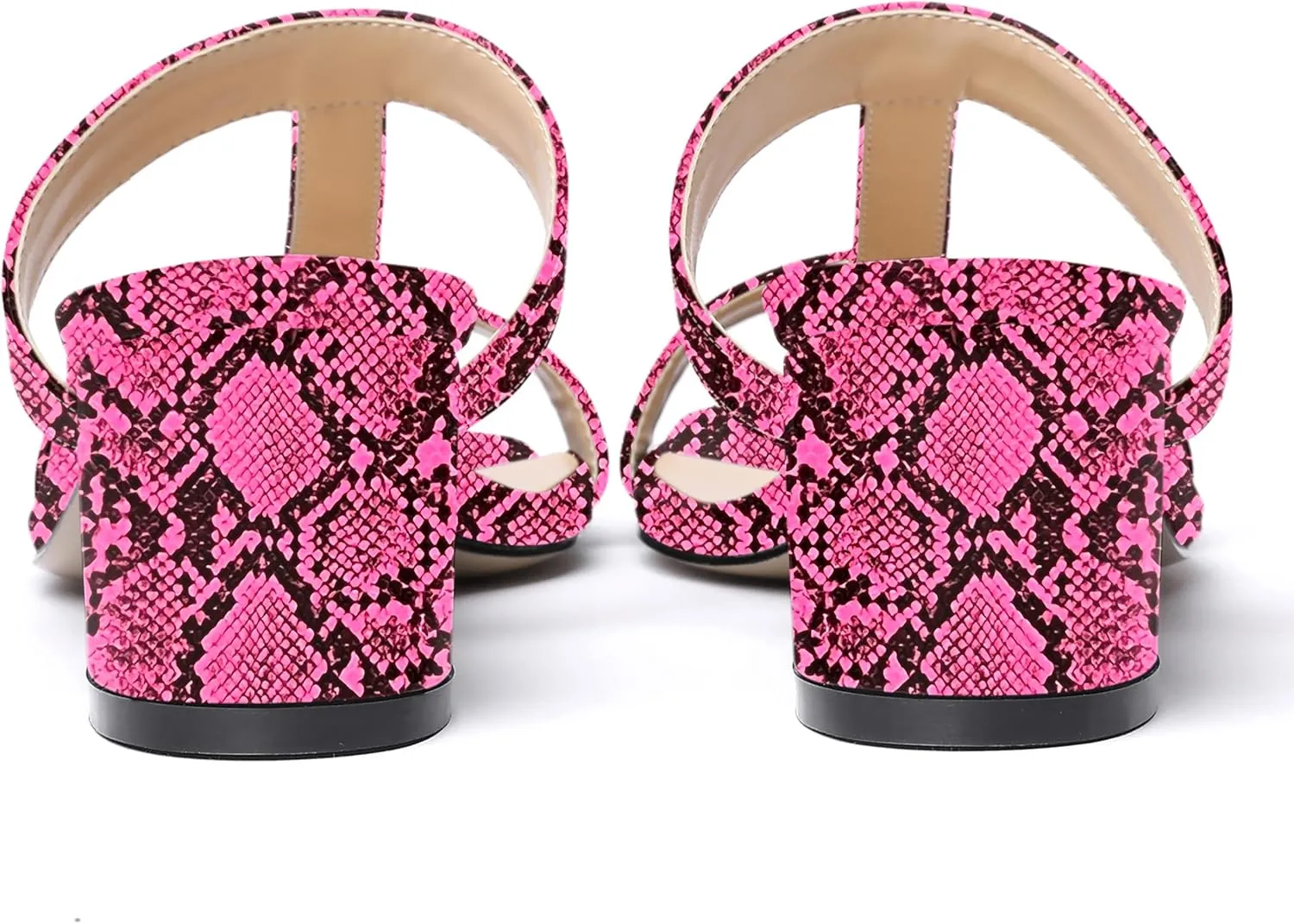 MODENCOCO Women's Slip On Casual Strap Square Toe Comfortable Patent Party Chunky Low Heel Heeled Sandals 2 Inch