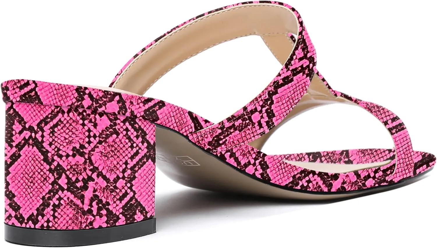 MODENCOCO Women's Slip On Casual Strap Square Toe Comfortable Patent Party Chunky Low Heel Heeled Sandals 2 Inch
