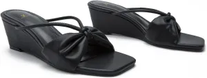 MOOMMO Women Wedge Mules Sandals Square Toe Slide Wedges Comfortable Sexy 2.5 Inch Wedge Mule Heels Open Toe Dress Office Party Chic Heeled Slipper Casual Summer 6-10 M US