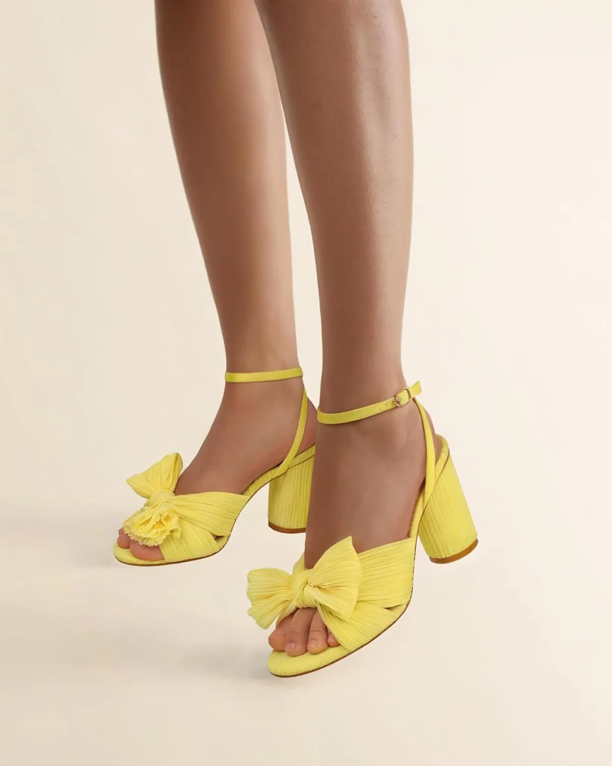 MUCCCUTE Women's Bow Knot Heeled Sandals Ankle Buckle Strap Chunky Heeled Open-toe Comfortable Wedding Party Fashion Heeled