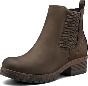 mysoft Women's Chelsea Ankle Boots Side Zipper Chunky Block Low Heel Booties Lug Sole Short Boots