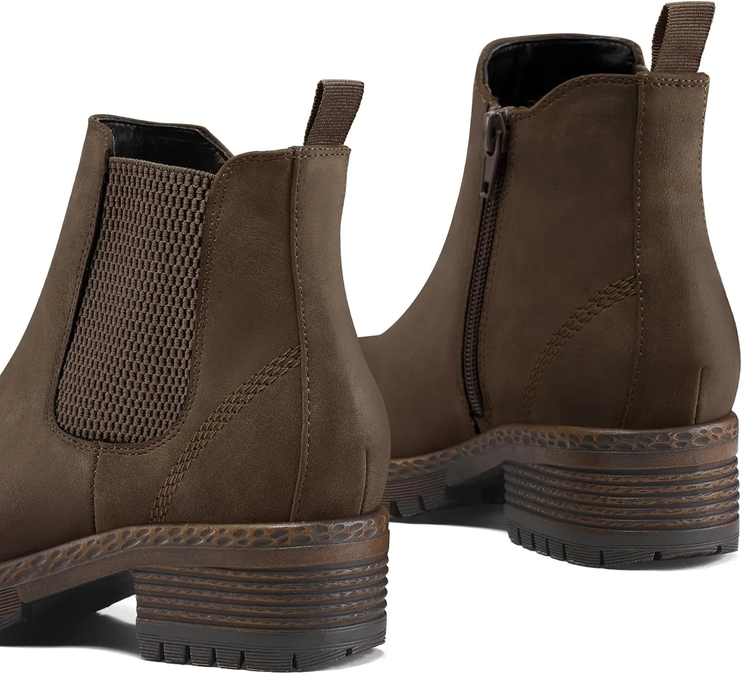 mysoft Women's Chelsea Ankle Boots Side Zipper Chunky Block Low Heel Booties Lug Sole Short Boots