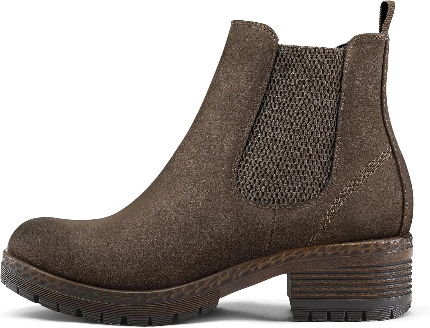 mysoft Women's Chelsea Ankle Boots Side Zipper Chunky Block Low Heel Booties Lug Sole Short Boots