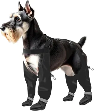 NAMSAN Dog Boots with Suspenders Stretchy, Adjustable Waterproof Pooch Suspender Boots, Anti-Slip Dog Rain Booties, Dog Shoes for Winter Snow Walking/Summer Hot Pavement, M