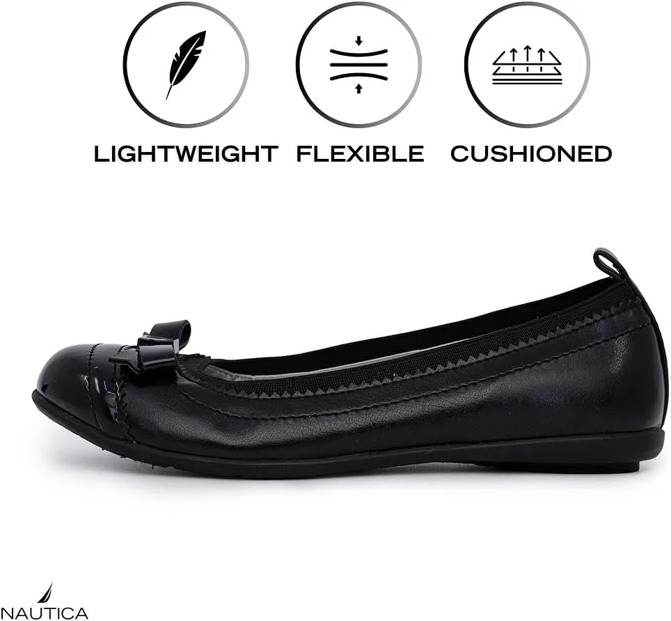 Nautica Girls' Dress Slip On Ballerina Flats – Mary Jane Ballet Fashion Shoes for Toddlers, Little Kids, and Big Kids – Lightweight & Comfortable