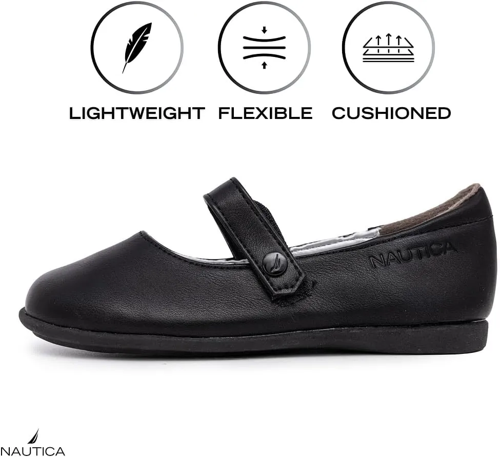 Nautica Girls' Dress Slip On Ballerina Flats – Mary Jane Ballet Fashion Shoes for Toddlers, Little Kids, and Big Kids – Lightweight & Comfortable