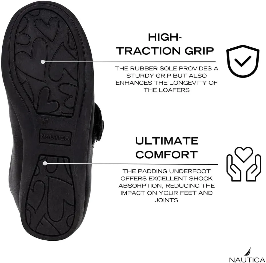 Nautica Girls' Dress Slip On Ballerina Flats – Mary Jane Ballet Fashion Shoes for Toddlers, Little Kids, and Big Kids – Lightweight & Comfortable