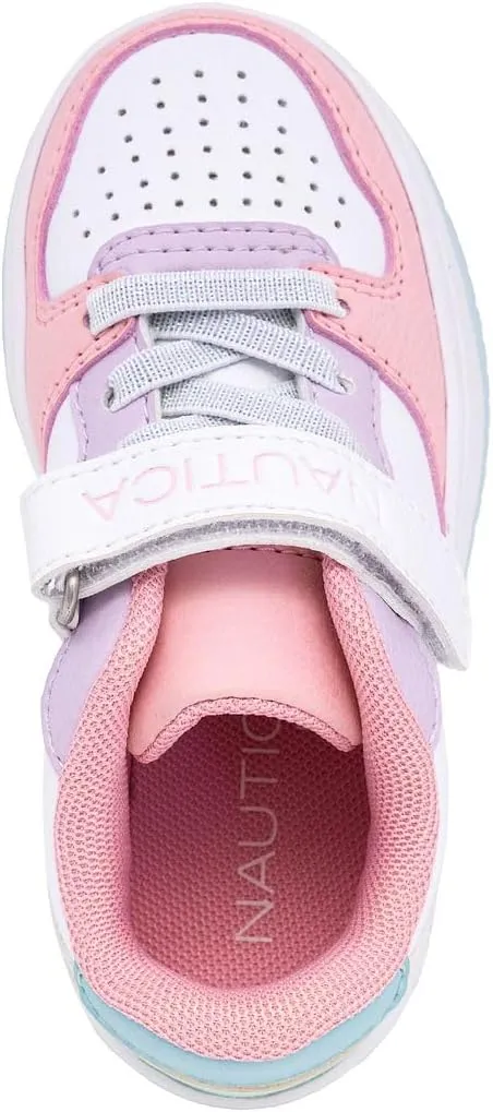 Nautica Kids Girls Sneakers with Adjustable Strap and Bungee Straps | Comfortable Casual Shoes (Toddler/Little Kid)