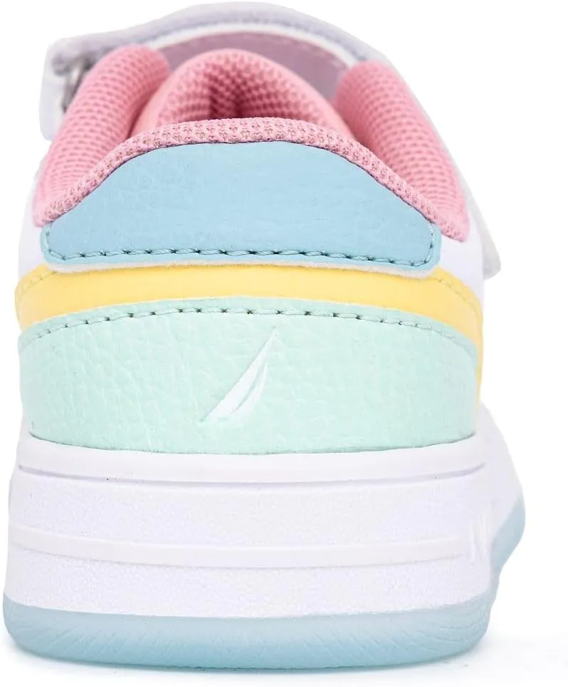 Nautica Kids Girls Sneakers with Adjustable Strap and Bungee Straps | Comfortable Casual Shoes (Toddler/Little Kid)